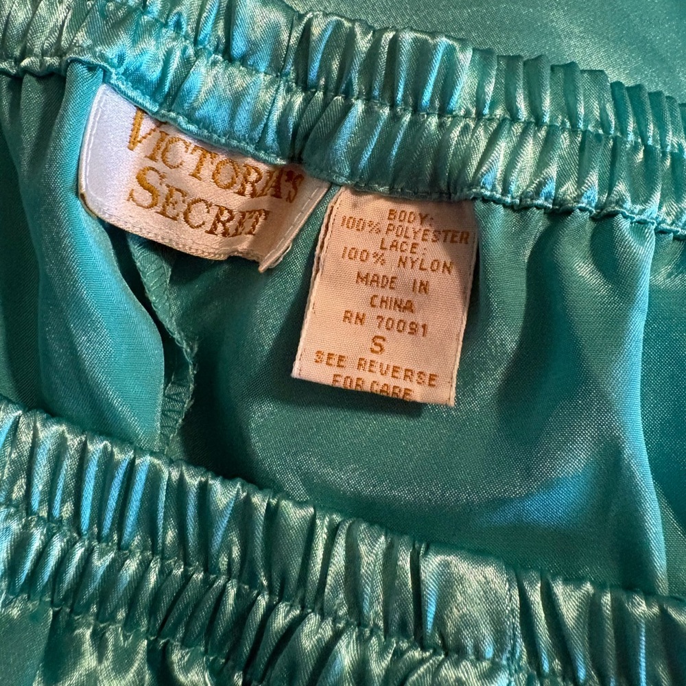 💎 Vintage Victoria’s Secret Satin Pajama Set | Teal Lace | Size S‎ | Y2K (0777) - Picture 5 of 8